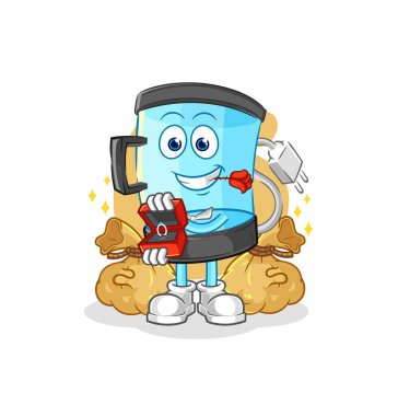 Blender yüzükle teklif ediyor. karikatür maskotu vektosu