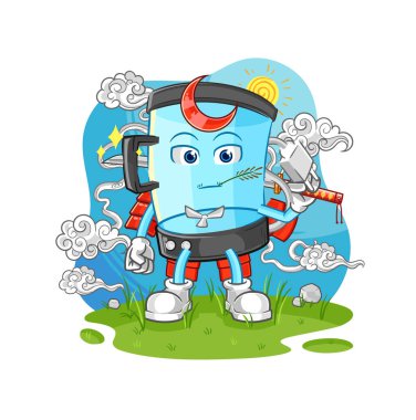 Blender Samuray çizgi filmi. karikatür maskotu vektosu