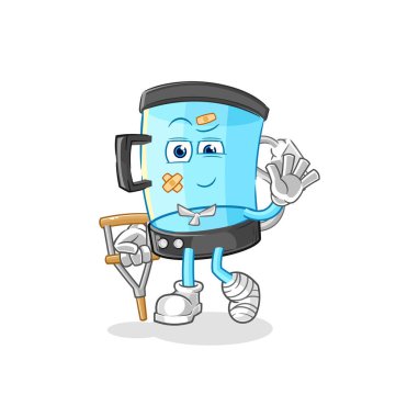 Blender hasta ve topallıyor. karikatür maskotu vektosu