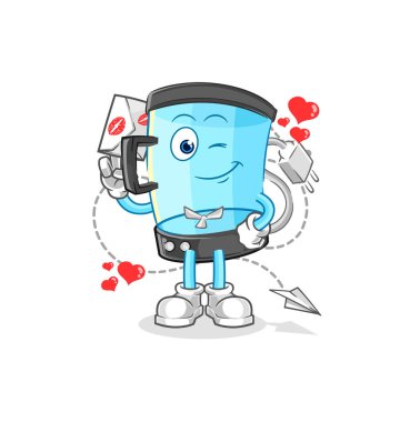 Karıştırıcı aşk mektubu illüstrasyonunu tutuyor. karakter vektosu