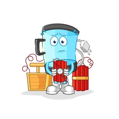 İçinde dinamit olan blender karakteri. karikatür maskotu vektosu