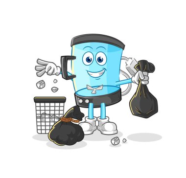 Blender. Çöp maskotu. çizgi film vektosu