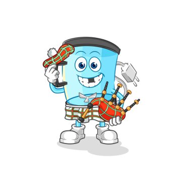 Blender İskoç ve gayda taşıyıcısı. karikatür