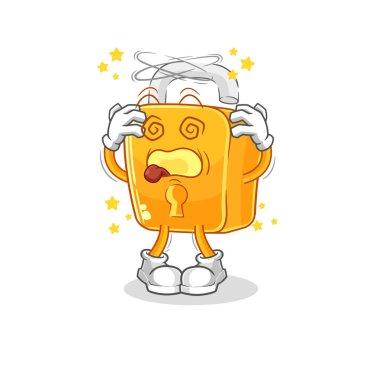 the padlock dizzy head mascot. cartoon vecto
