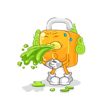 the padlock throw up cartoon. cartoon mascot vecto