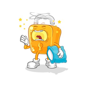 the padlock yawn character. cartoon mascot vecto