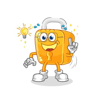 the padlock got an idea cartoon. mascot vecto