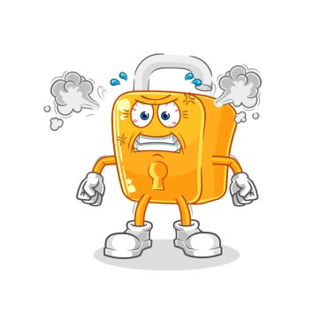 the padlock very angry mascot. cartoon vecto