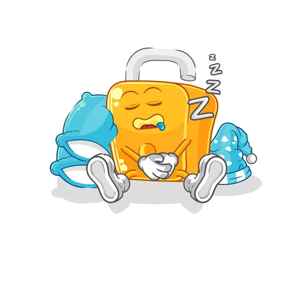 Padlock Sleeping Character Cartoon Mascot Vecto — Stock vektor