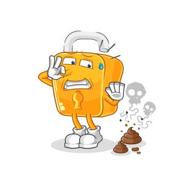 the padlock with stinky waste illustration. character vecto