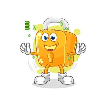 the padlock full battery character. cartoon mascot vecto