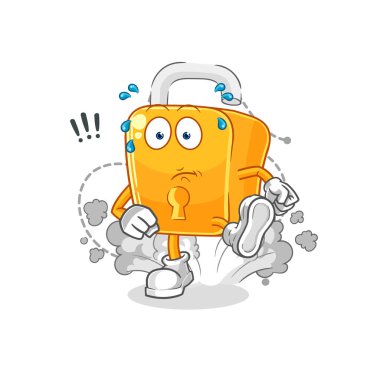 the padlock running illustration. character vecto