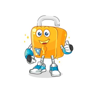 the padlock robot character. cartoon mascot vecto