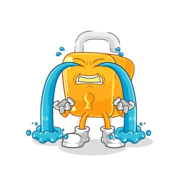 the padlock crying illustration. character vecto