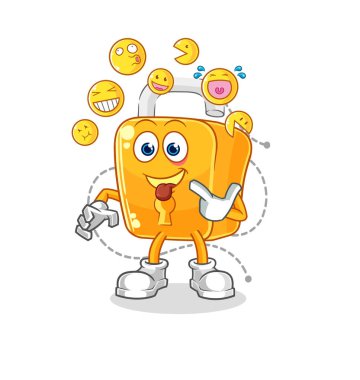 the padlock laugh and mock character. cartoon mascot vecto