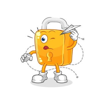 the padlock with paper plane character. cartoon mascot vecto
