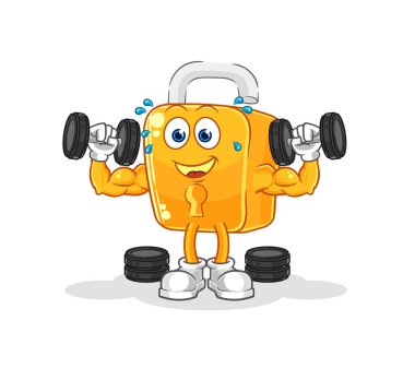 the padlock weight training illustration. character vecto