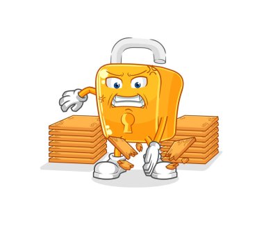 the padlock karate mascot. cartoon vecto