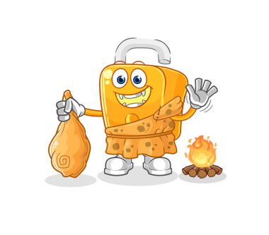 the padlock ancient cartoon. cartoon mascot vecto