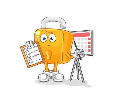 the padlock schedule list vector. cartoon characte