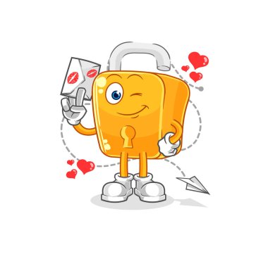 the padlock hold love letter illustration. character vecto