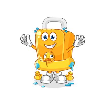 the padlock with duck buoy cartoon. cartoon mascot vecto
