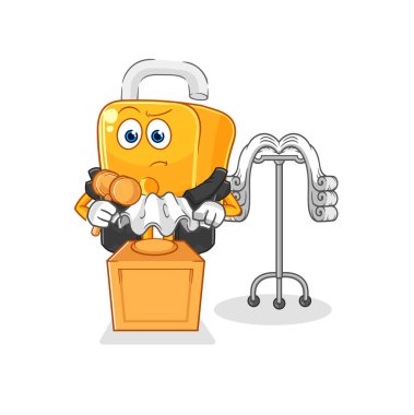 the padlock judge holds gavel. character vecto