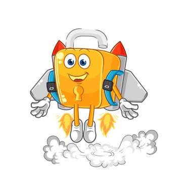 the padlock with jetpack mascot. cartoon vecto