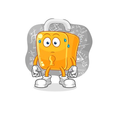 the padlock thinking hard vector. cartoon characte