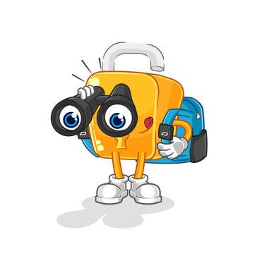 the padlock with binoculars character. cartoon mascot vecto