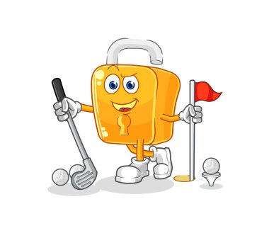 the padlock playing golf vector. cartoon characte