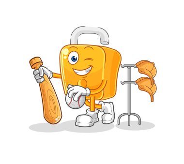 the padlock playing baseball mascot. cartoon vecto
