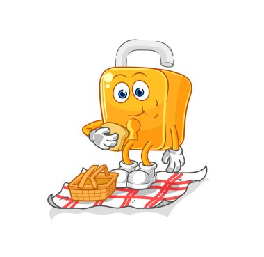 the padlock on a picnic cartoon. cartoon mascot vecto