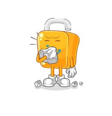 the padlock blowing nose character. cartoon mascot vecto