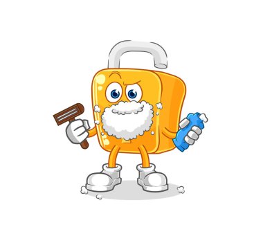the padlock shave facial hair vector. cartoon characte