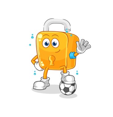 the padlock playing soccer illustration. character vecto