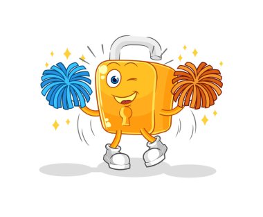 the padlock cheerleader cartoon. cartoon mascot vecto