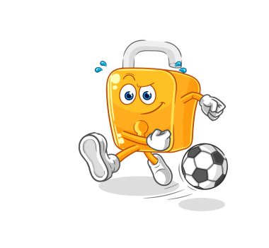 the padlock kicking the ball cartoon. cartoon mascot vecto