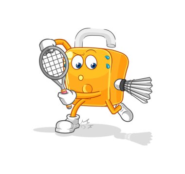 the padlock playing badminton illustration. character vecto