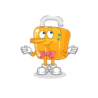 the padlock lie like Pinocchio character. cartoon mascot vecto
