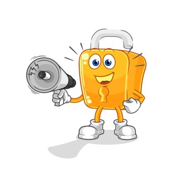 the padlock holding hand loudspeakers vector. cartoon characte