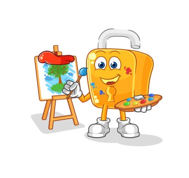 the padlock artist mascot. cartoon vecto