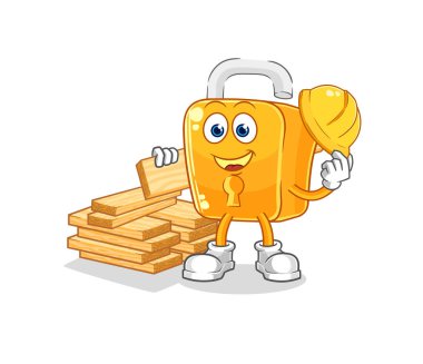 the padlock builder vector. cartoon characte
