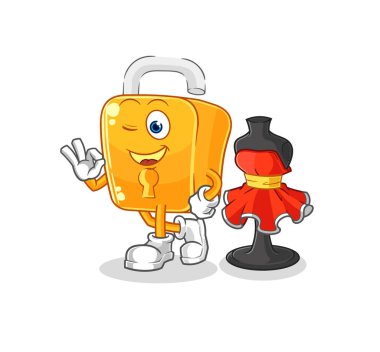 the padlock fashion designer vector. cartoon characte