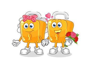 the padlock wedding cartoon. cartoon mascot vecto