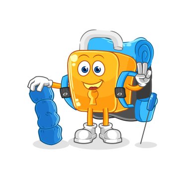 the padlock go camping mascot. cartoon vecto