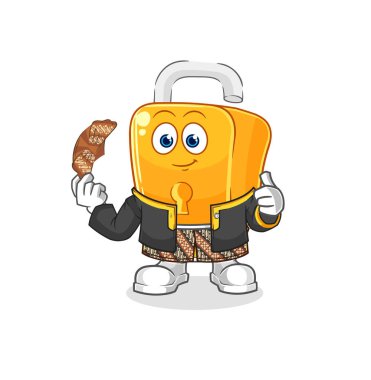 the padlock Javanese character. cartoon mascot vecto