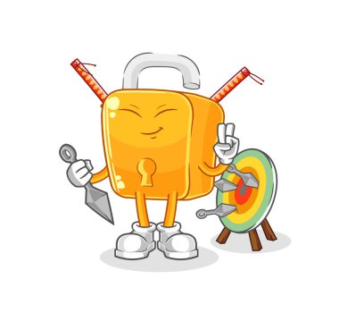 the padlock ninja cartoon. character vecto