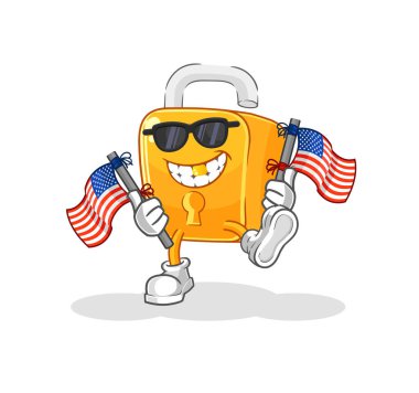 the padlock american youth cartoon mascot vecto