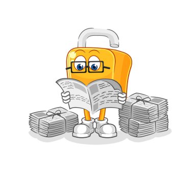 the padlock read newspaper cartoon. character vecto
